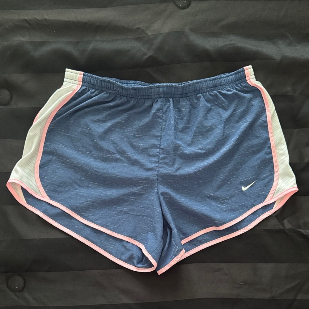 Nike Women's Athletic Shorts in Blue with Pink Trim